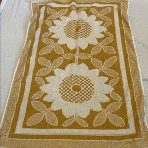 Vintage Gold Mustard Yellow Sunflower Towel Hand Bath Towel Cottage Earthy Retro